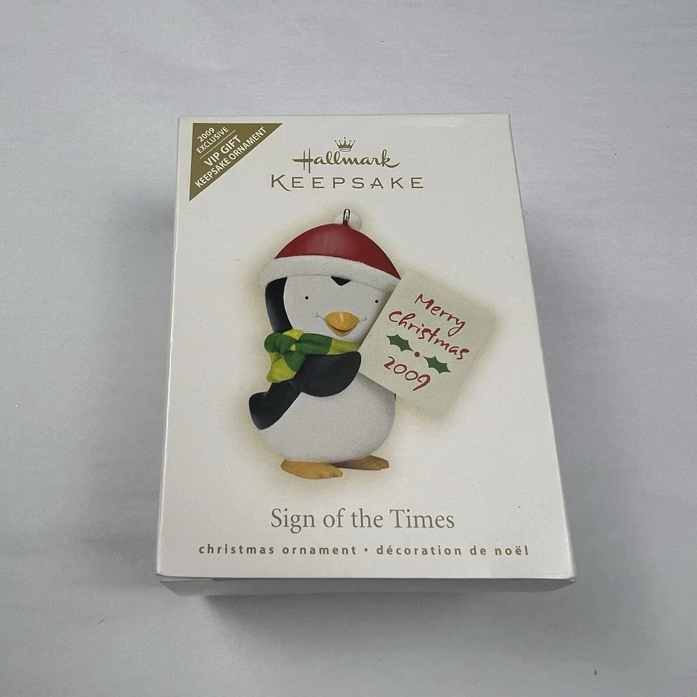 2009 Hallmark Keepsake Ornament Sign Of The Times Cute Penguin Christmas Holiday